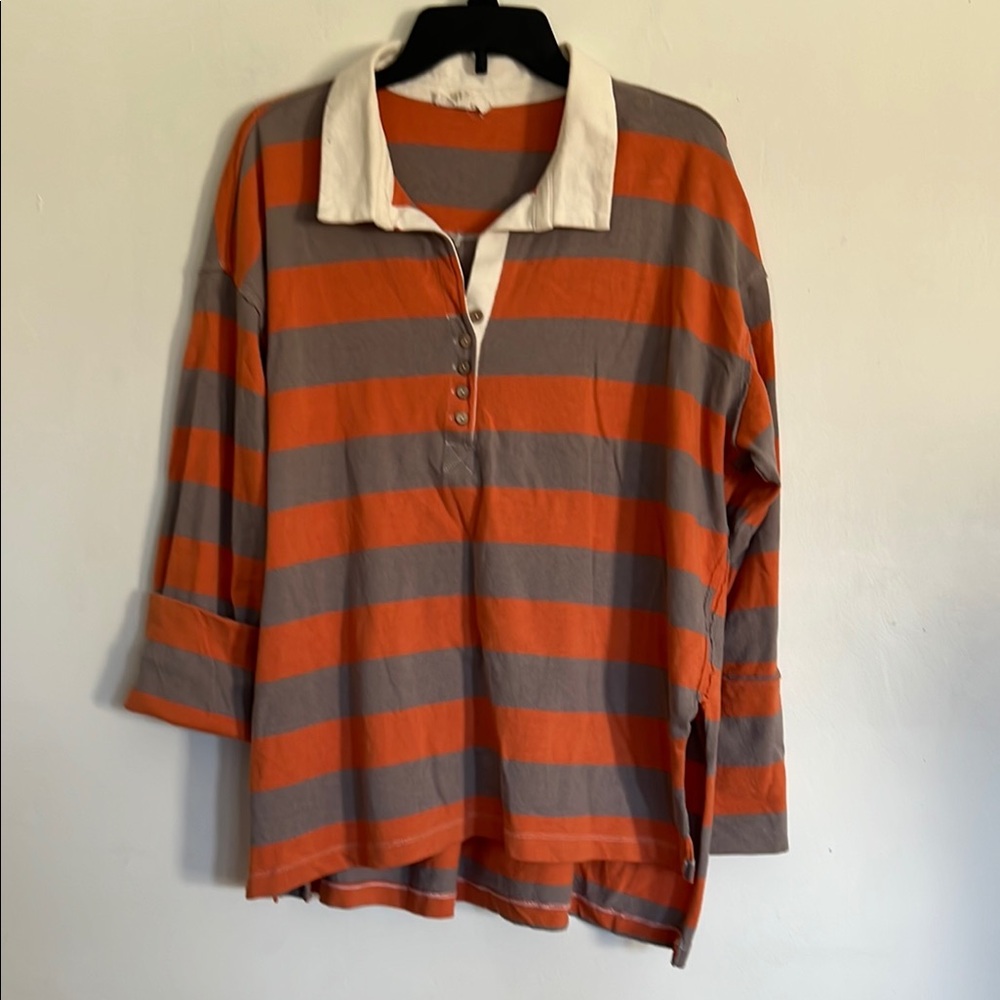 Ralph Lauren Orange and Gray Striped Polo Shirt